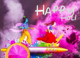 Happy Holi Radha Krsihna HD Image Wallpaper