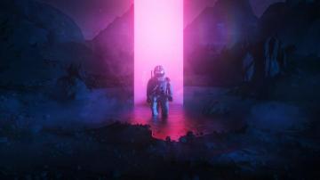 Purple Astronaut R Wallpaper