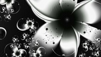 Floral Fractal Black N White Wallpaper HD