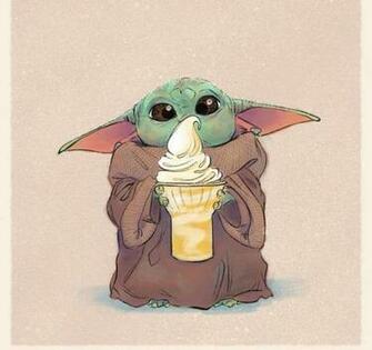 Baby Yoda Holding Soup Silhouette