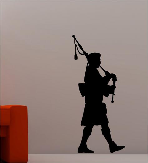 Scottish Bagpipe Player Wall Art Sticker Vinyl Music