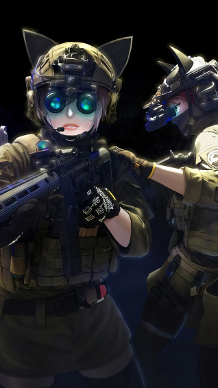 Anime Girls Fbi Swat 4k Phone iPhone Wallpaper 444a