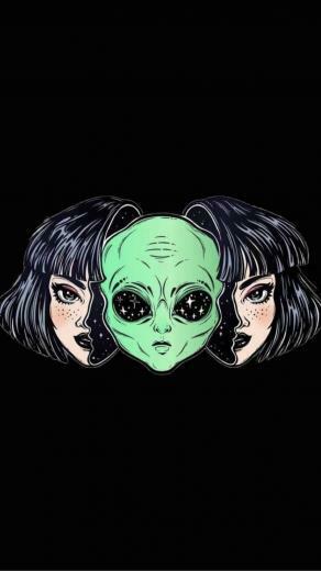 Black Lockscreen Wallpaper Background Aesthetic Alien Space
