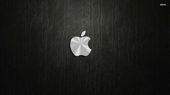 Silver Apple On Black Leather Wallpaper Computer