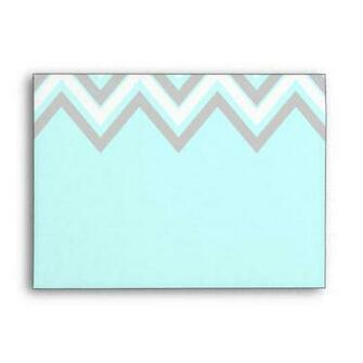 Chevron With Initials E Grey Aqua Wedding