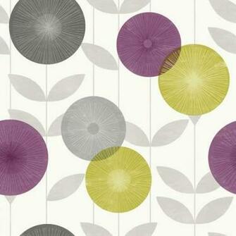 Purple Green Grey Fd30803 Monroe Dandelion Clocks Fine Decor