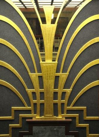 Gold Black Art Deco Wallpaper Leaf