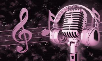 Microphone Headphones Wallpaper Mural Marmalade Art