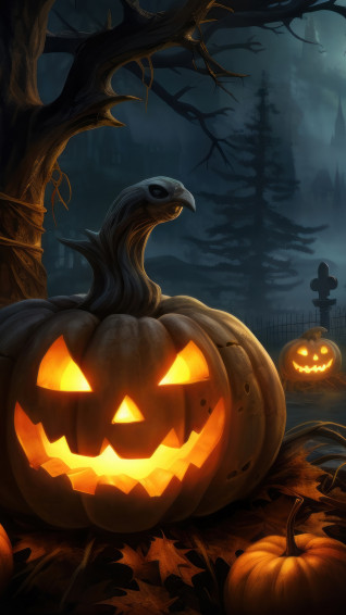Halloween Pumpkin House 4k Wallpaper iPhone HD Phone 3391m