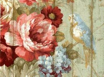 Bird Rose French Cottage Floral Victorian Wallpaper