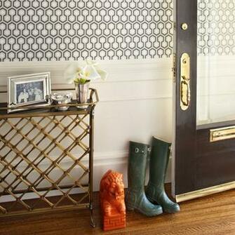 David Hicks Hexagon Wallpaper Eclectic Entrance Foyer Anyon