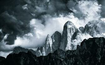 Nature Landscapes Mountains Monochrome Black White Sky