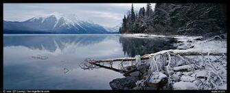Snowy Shore And Mountains In Winter Glacier National Park Color