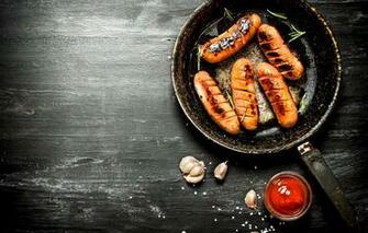 Wallpaper Table Food Sauce Spices Sausages Grill