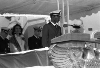 Lieutenant J P W Poole Chaplain Corps Gives The Invocation At