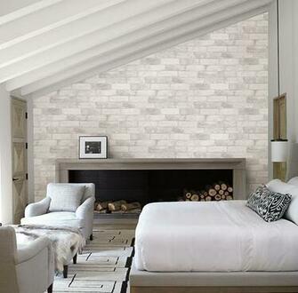 Reclaimed Bricks White Rustic Wallpaper Industrial Bedroom By