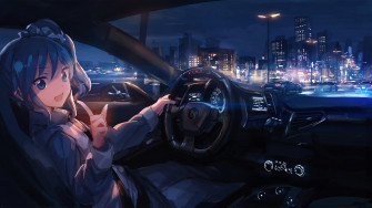 Anime Girl Driving 4k Wallpaper