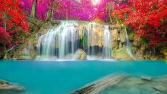 Waterfall Nature Water Autumn Landscape