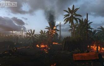 Wallpaper Palm Trees Fire Star Wars Battlefront Scarif