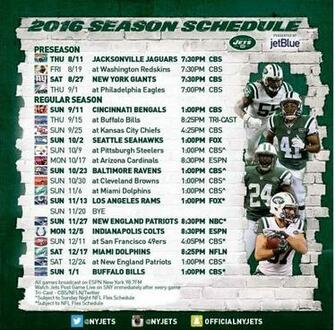 New York Jets Official National Football League Regular Season
