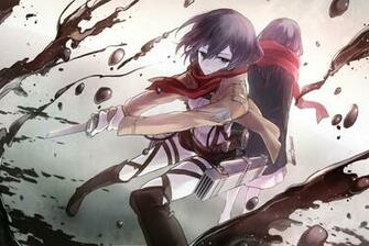 Mikasa Ackerman Blade Fighting Blood Attack On Titan Shingeki No