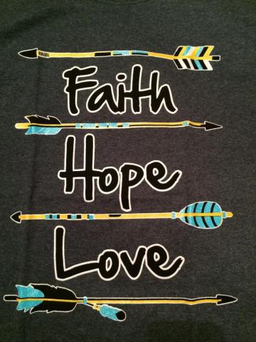 Faith Hope Love Arrow T Shirt Gray