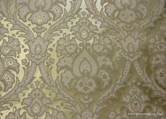S Vintage Flocked Wallpaper Metallic Gold And White