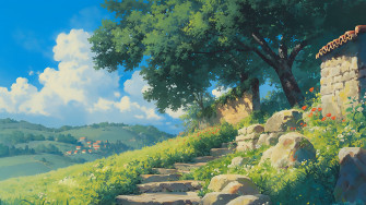 Studio Ghibli Stone Path Desktop Wallpaper