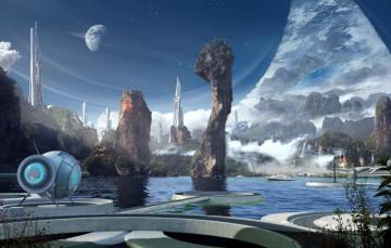 Wallpaper Rocks Boat Pond Haloring Other World Image For