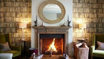 Library Wallpaper At The Pig Hotel In England