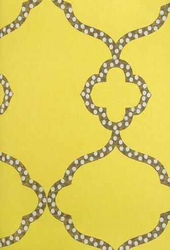Gibraltar Trellis Wallpaper Bright Yellow With Dark Brown