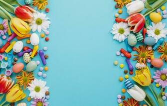 Wallpaper Holiday Spring Colorful Easter Blue Flowers