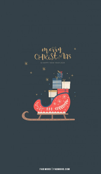 Christmas Aesthetic Wallpaper Sledge Blue Background