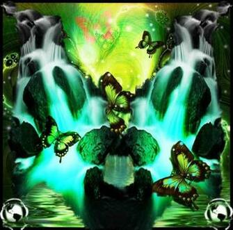 Green Butterflies Wallpaper Neon Butterfly Falls