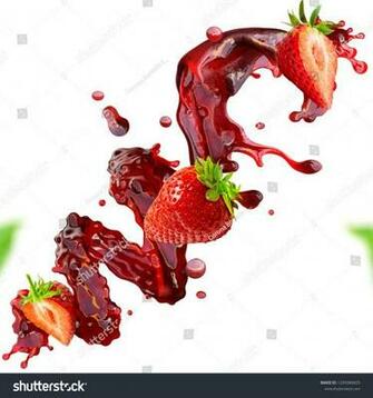 Strawberry Juice Or Jam Splash With Strawberries Isolated On White