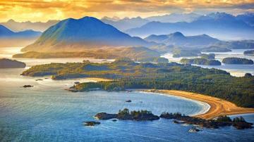 Aerial Shot Of Tofino With Clayoquot Sound British Columbia