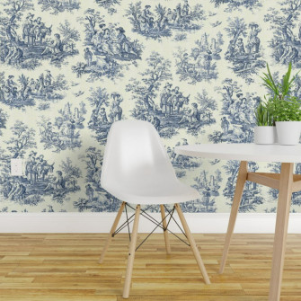 Removable Wallpaper Swatch Victorian Style Toile De Jouy Winter