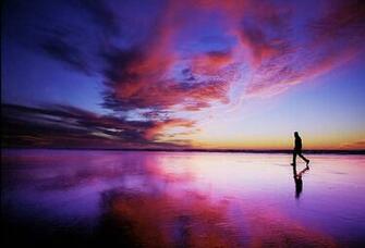 Sunset Beach Purple Sky Wallpaper Wallpapertube