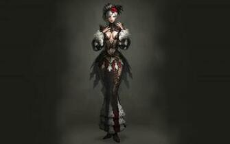 Video Games Dark Gray Cleavage Long Hair Brown Eyes HD Wallpaper
