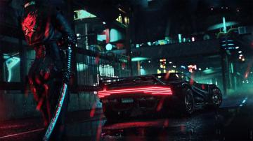 Cyberpunk Car Samurai Logo Katana 4k Wallpaper