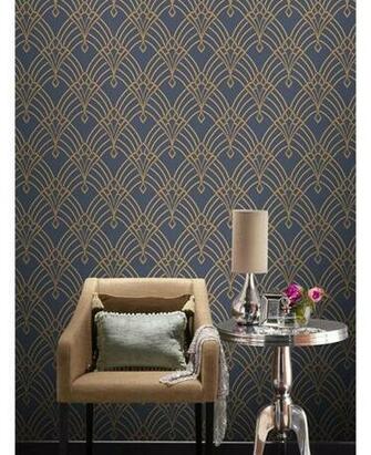 This Astoria Deco Wallpaper Features A Gold Geometric Art