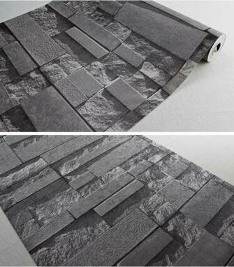 3d Effect Grey Brick Wallpaper Vintage Natural Stacked Stone