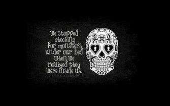 Abstract Skulls Monsters Quotes Artwork Wallpaper