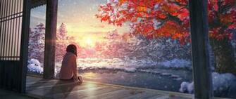 Anime Landscape Tree Y Girl Cute Long Hair Wallpaper