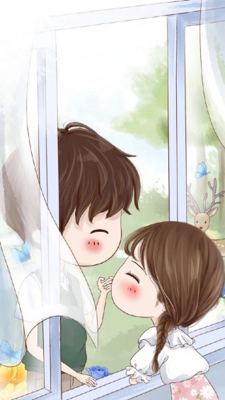 Cute Couple Cartoon Wallpaper On