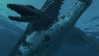 Pliosaur Crushing Down On Plesiosaur Desktop Wallpaper Nr