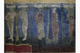 The Wall Mural Uncovered From Left Adam Eve Noah Rachel And Jacob