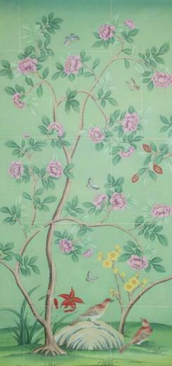 Hand Painted Wallpaper Chinoiserie Silk