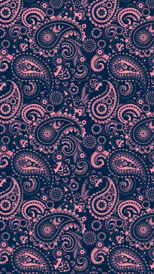 Paisley Navy Blue Light Pink Wallpaper