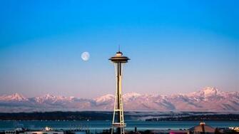 Seattle Space Needle Moon 4k Ultra HD Desktop Wallpaper